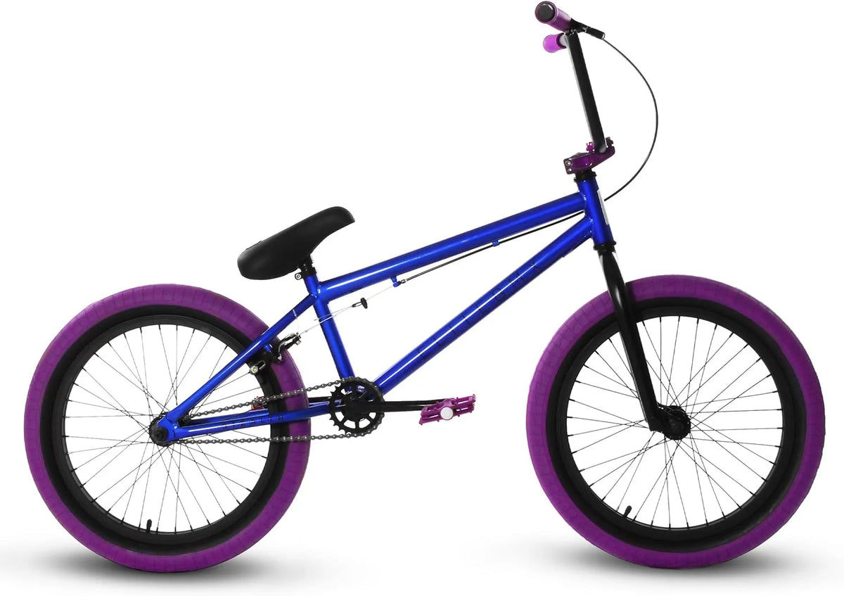 Elite BMX Bicycle 20” Freestyle Bike - Stealth Blue Purple Ideal for Ages 7 to 18 Years
