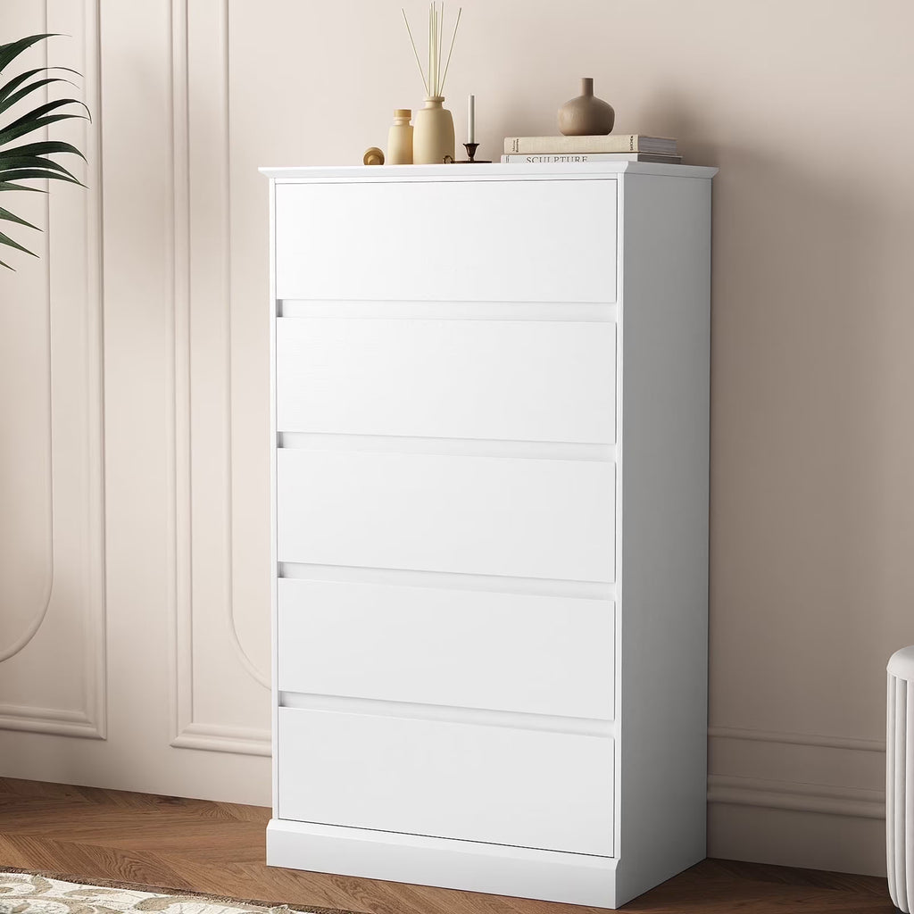2 PCS  Dresser for Bedroom, 5 Drawer Dresser Black Chest of Drawers for Living Room Dressing Room Entryway -2PCS