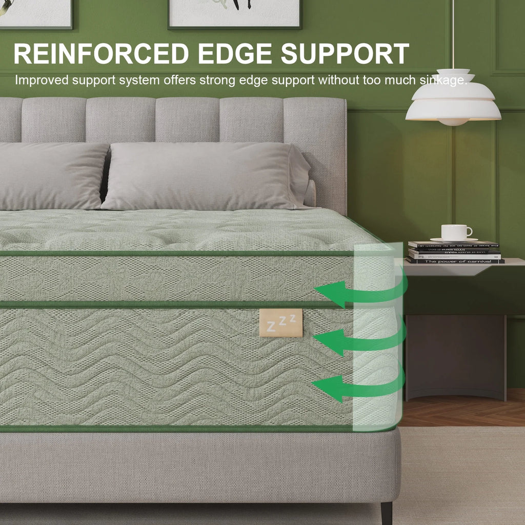 Viscountess 14inch Queen Mattress with Gel Memory Foam Medium Firm Euro Top Hybrid Mattress Queen Size in a Box,Adult