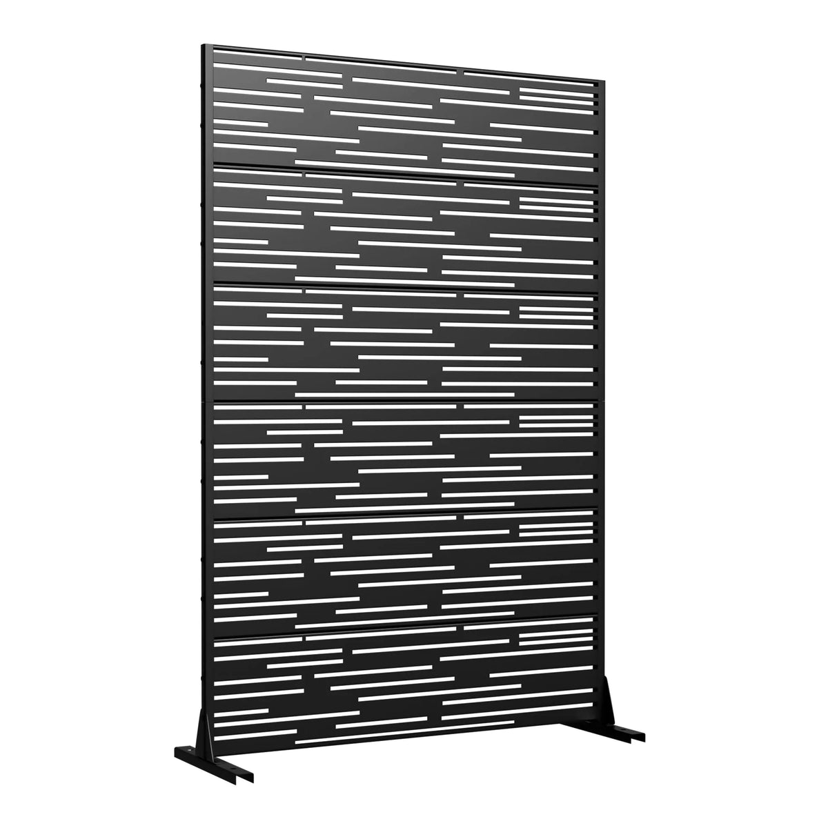 MAYEERTY 72 �� 47in Outdoor Privacy Screen with Stand Metal Balcony Decorative Screen, Black