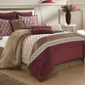 LANCO MODERN LIFESTYLE King Size Comforter Set, Burgundy, 10 Piece Bed in a Bag for All Seasons, Luxury Extreme Comfort Bedding Sets with Bedskirt, Pillow Shams, Euro Shams and Decor Pillows