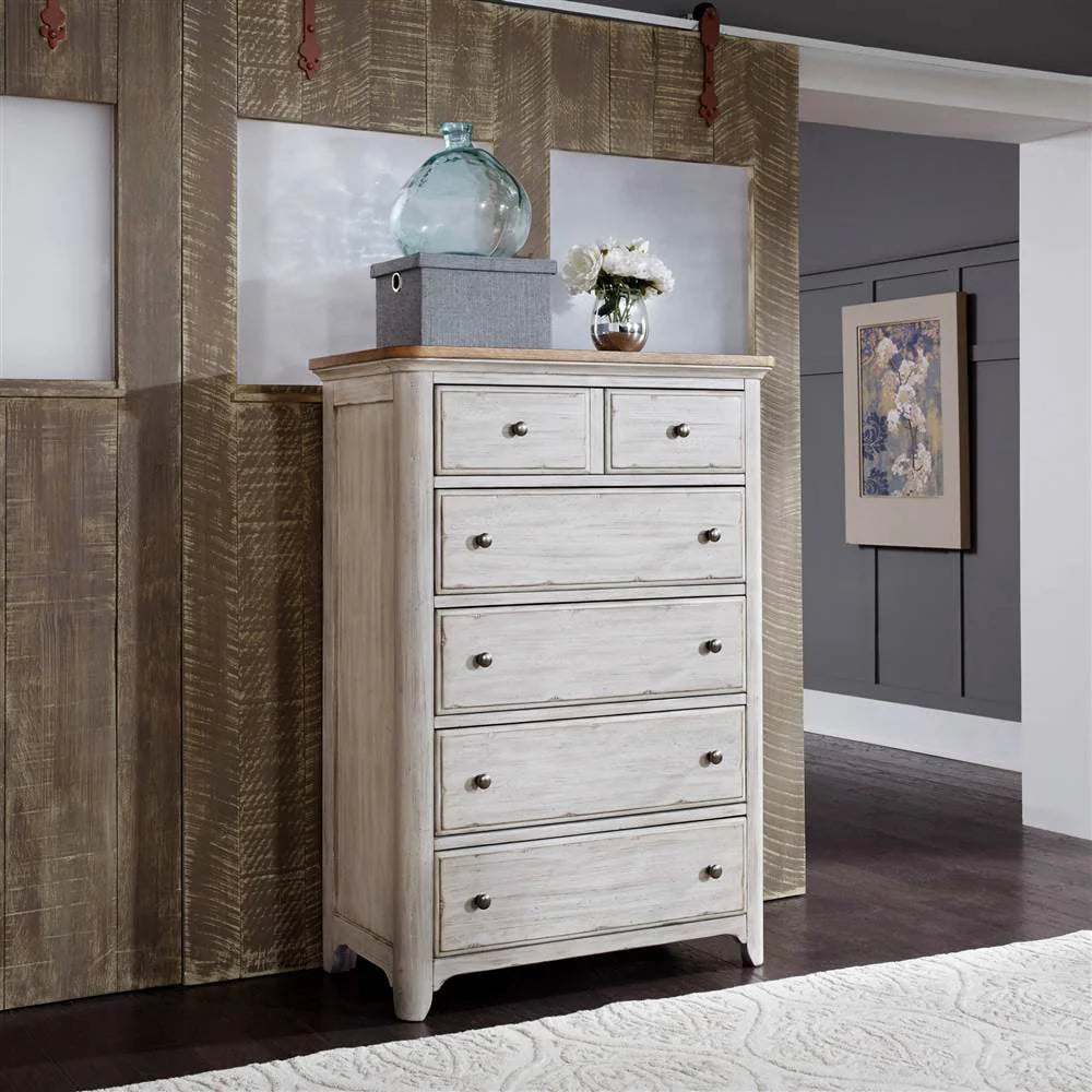 5-Drawer Chest in Antique White Finish