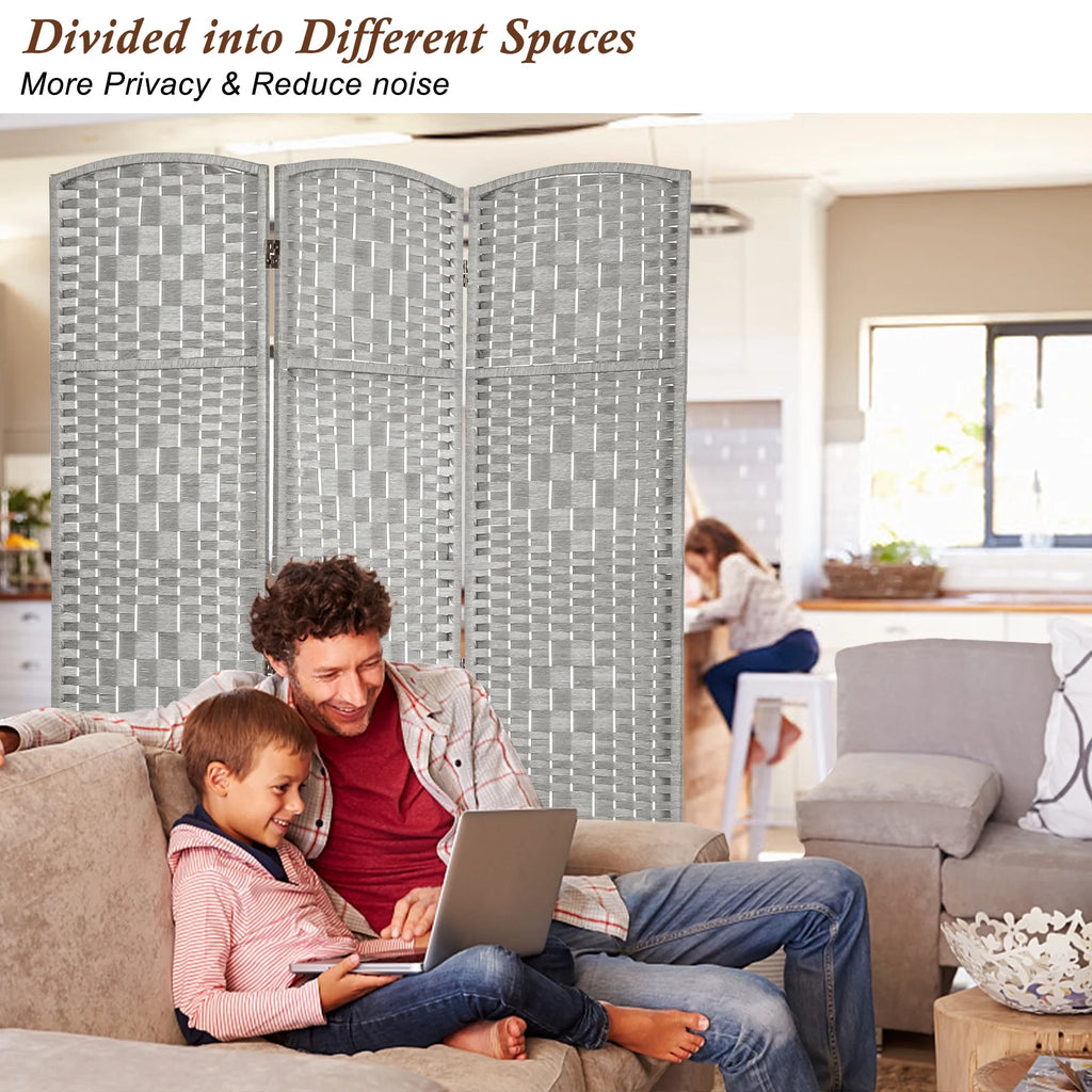 3-Panel Room Divider, 6 ft Office Partition Walls Wood Divider Folding Portable Privacy Screen, Room Dividers and Folding Privacy Screens for Home, Room Separator Wall Dividers,Black