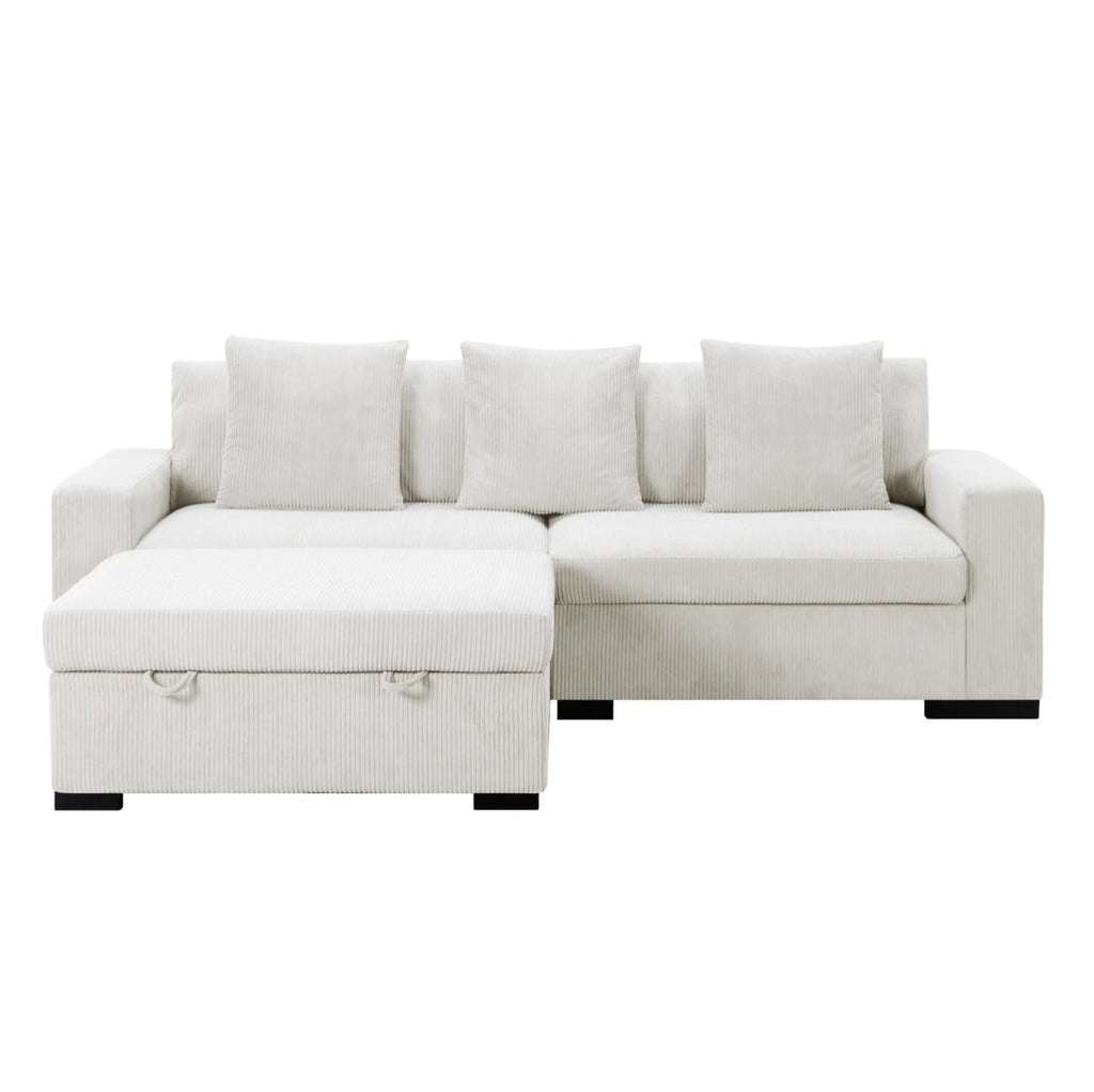 Gewnee 103.5-Inch Modular Corduroy Sofa Set with Solid Wood Legs, High-Density Foam, Suitable for Living Room/Bedroom/Office
