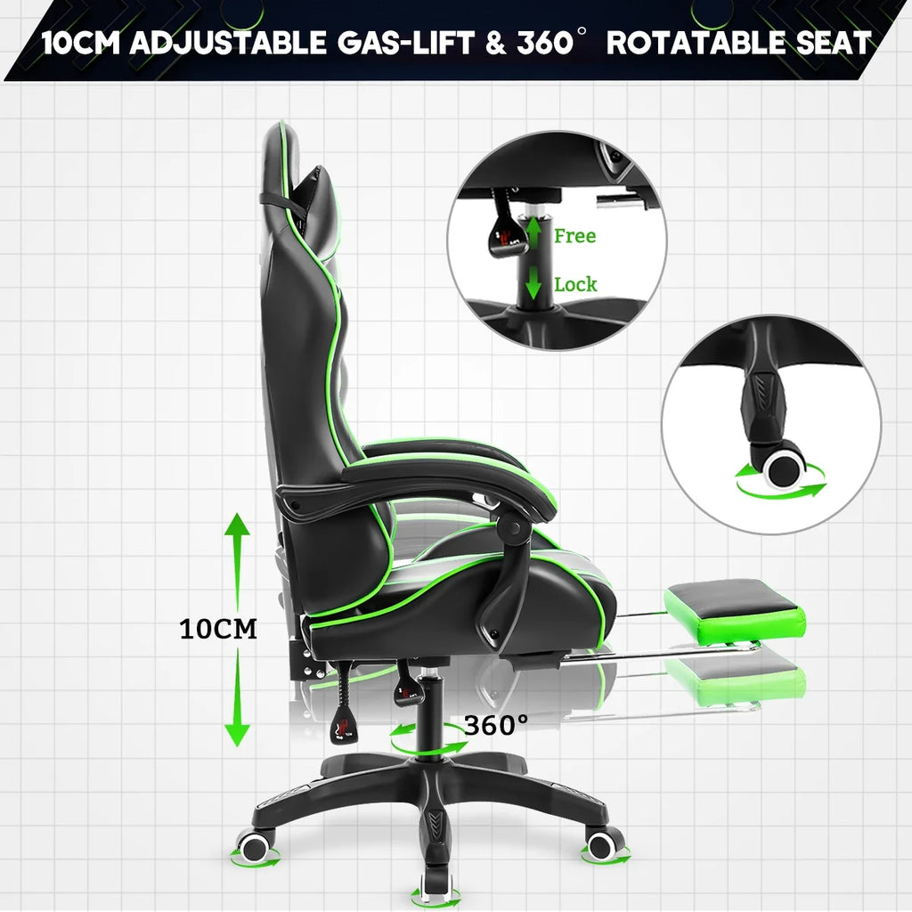 Gaming Chair with Massage Gamer Chair with 2D Armrests for Kids