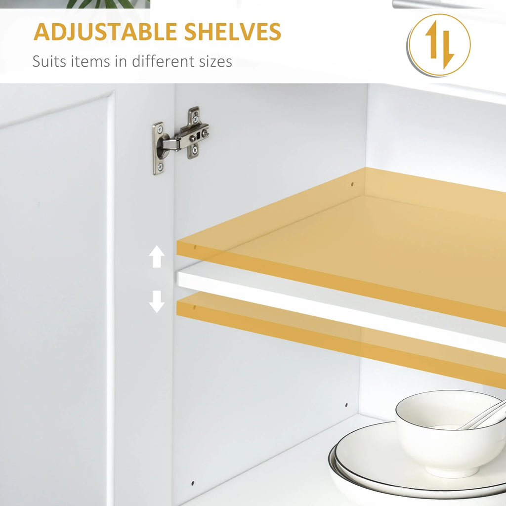 HomCom Modern Kitchen Pantry Freestanding Cabinet Cupboard with Doors and Shelves, Adjustable Shelving