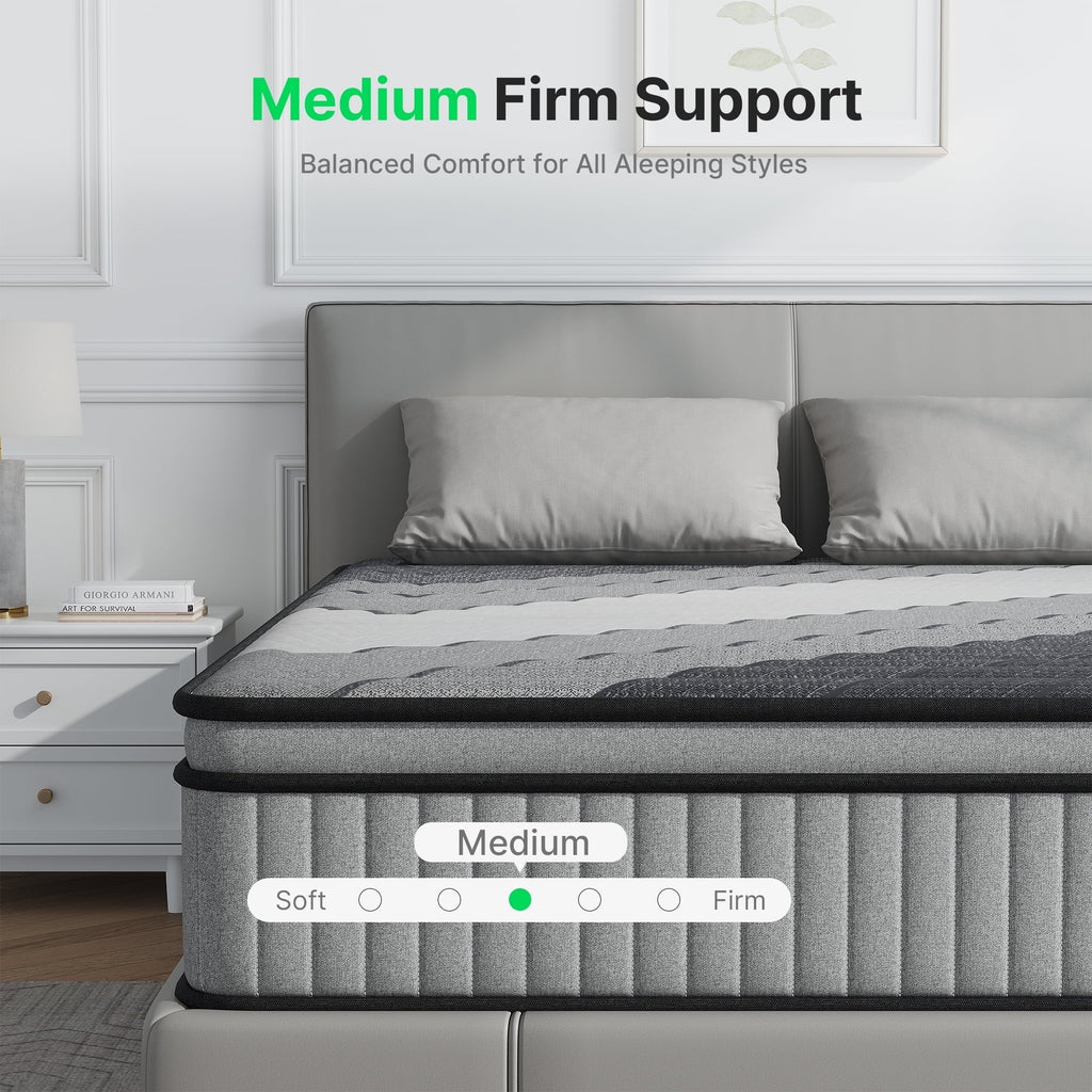 BEHOST Twin Mattress 10 inch, CertiPUR-US Certified Eco-Friendly Twin Memory Foam Mattress, Motion-Free Pocket Springs Hybrid Mattress Twin Size
