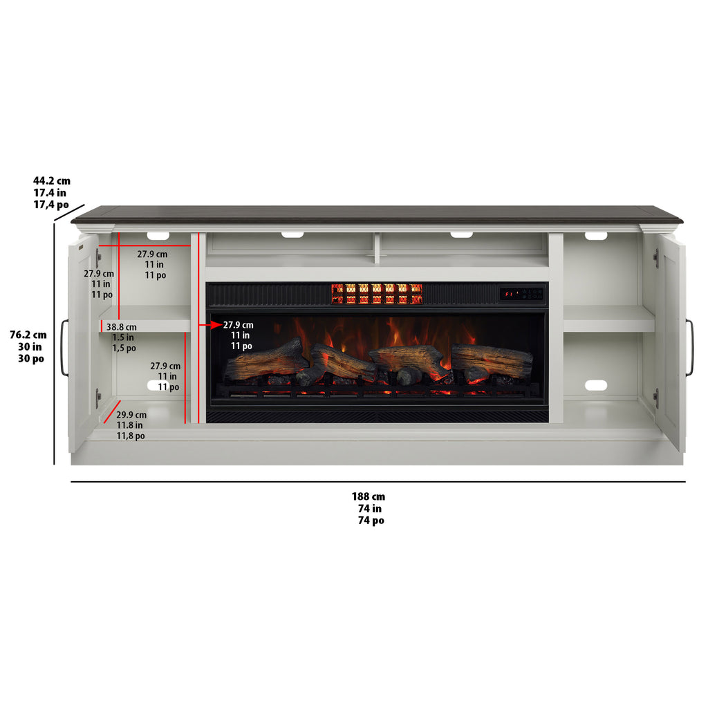 Tresanti Eloise Console with ClassicFlame CoolGlow 2-in-1 Electric Fireplace and Fan