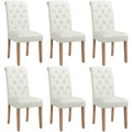 SMILE MART 6pcs Padded Parsons Fabric Upholstered Dining Chairs, Beige