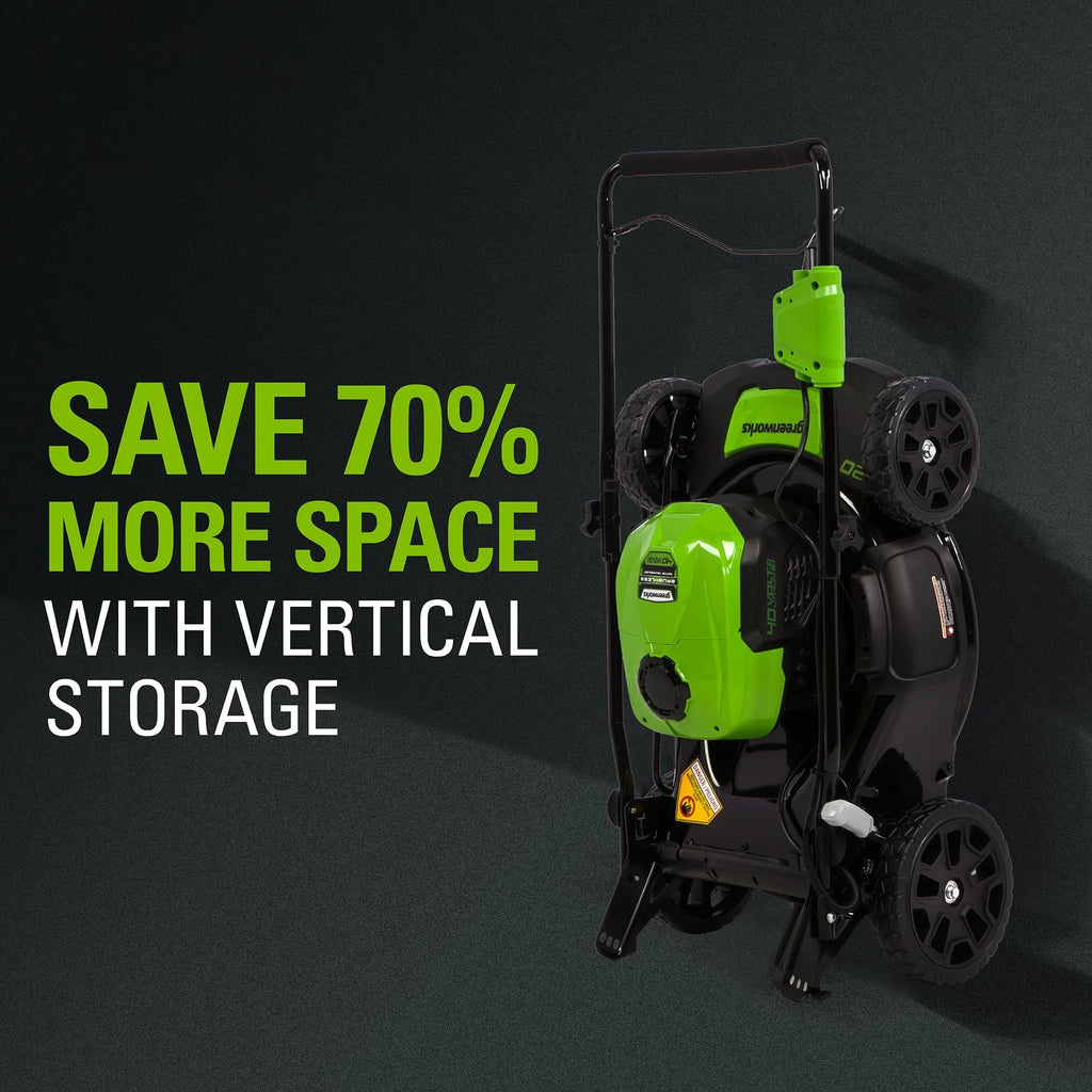 Greenworks 40V 20-inch Brushless Walk-Behind Push Lawn Mower W/40 Ah Battery and Quick Charger, 2516302
