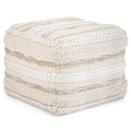 Sommer Boho Square Pouf in Natural Handloom Woven Pattern