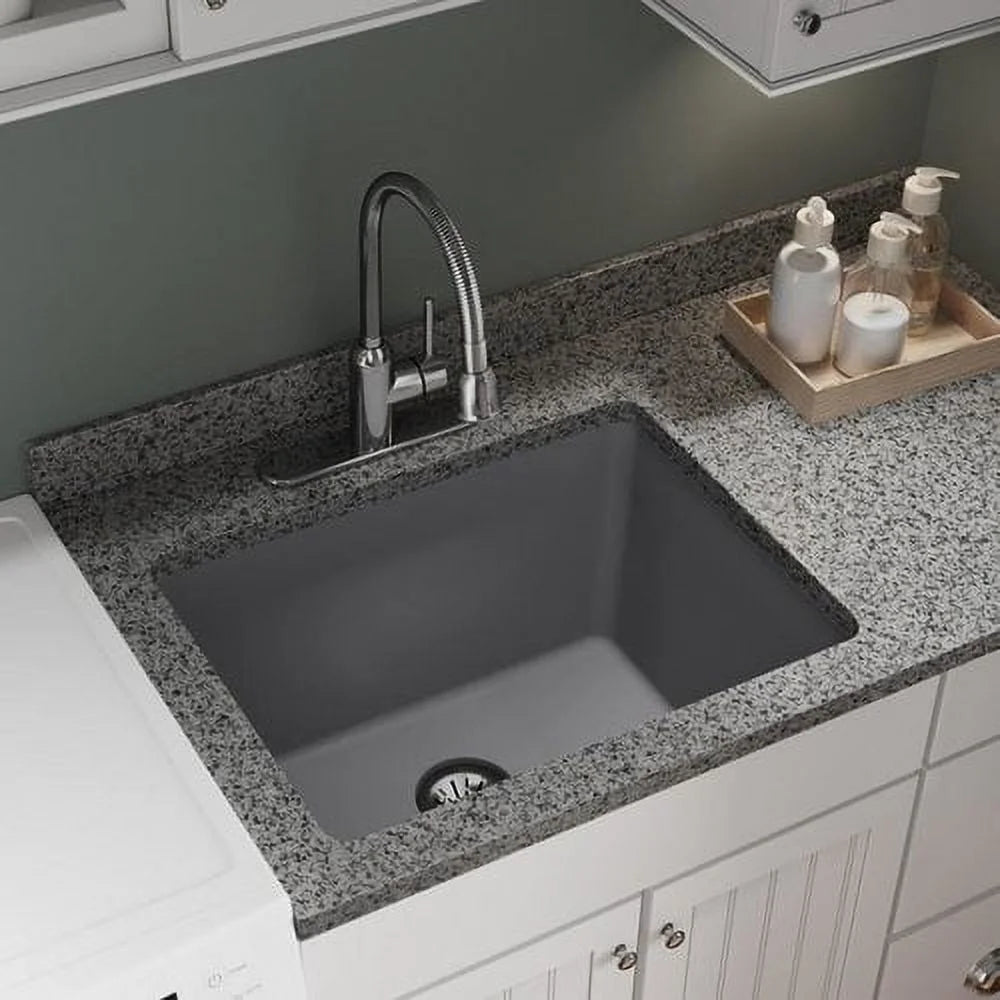 Elkay Quartz Classic 25" x 18-1/2" x 11-13/16", Undermount Laundry Sink with Perfect Drain, White