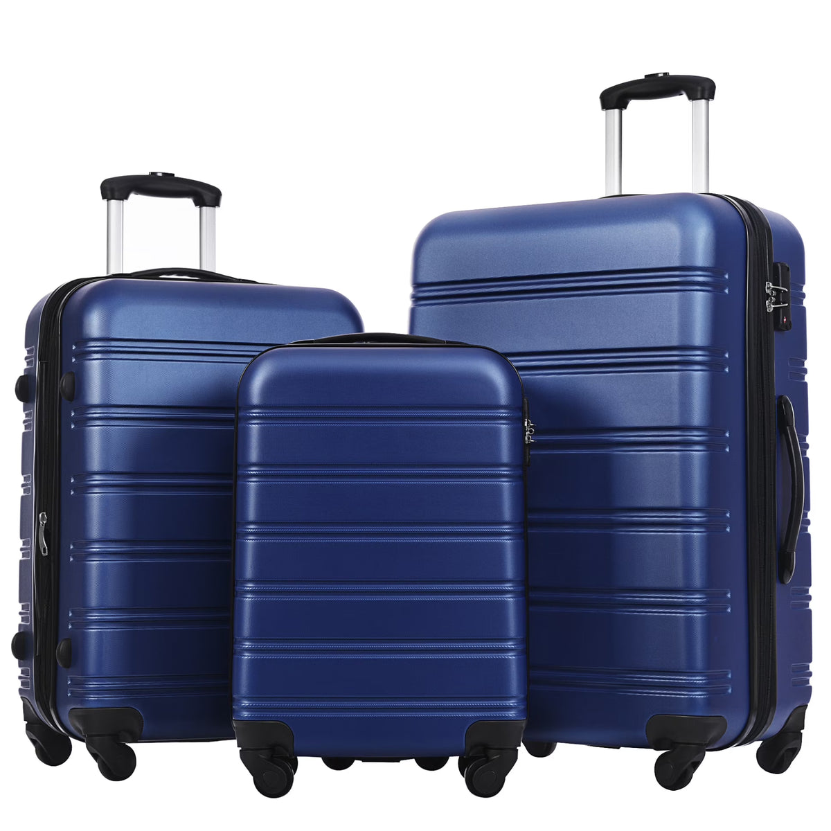 3 Piece ABS Luggage Set, Luggage with Spinner Wheel & TSA  20/24/28 inch, Purple