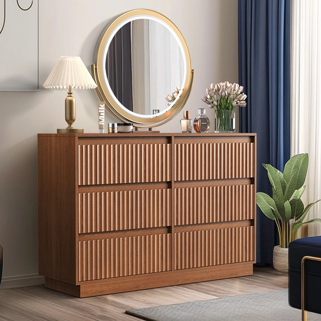Wood Dresser, 6 Drawer Dresser for Bedroom, Modern Chest of Drawers with Deep Drawers Waterproof Living Room, Hallway, Entryway