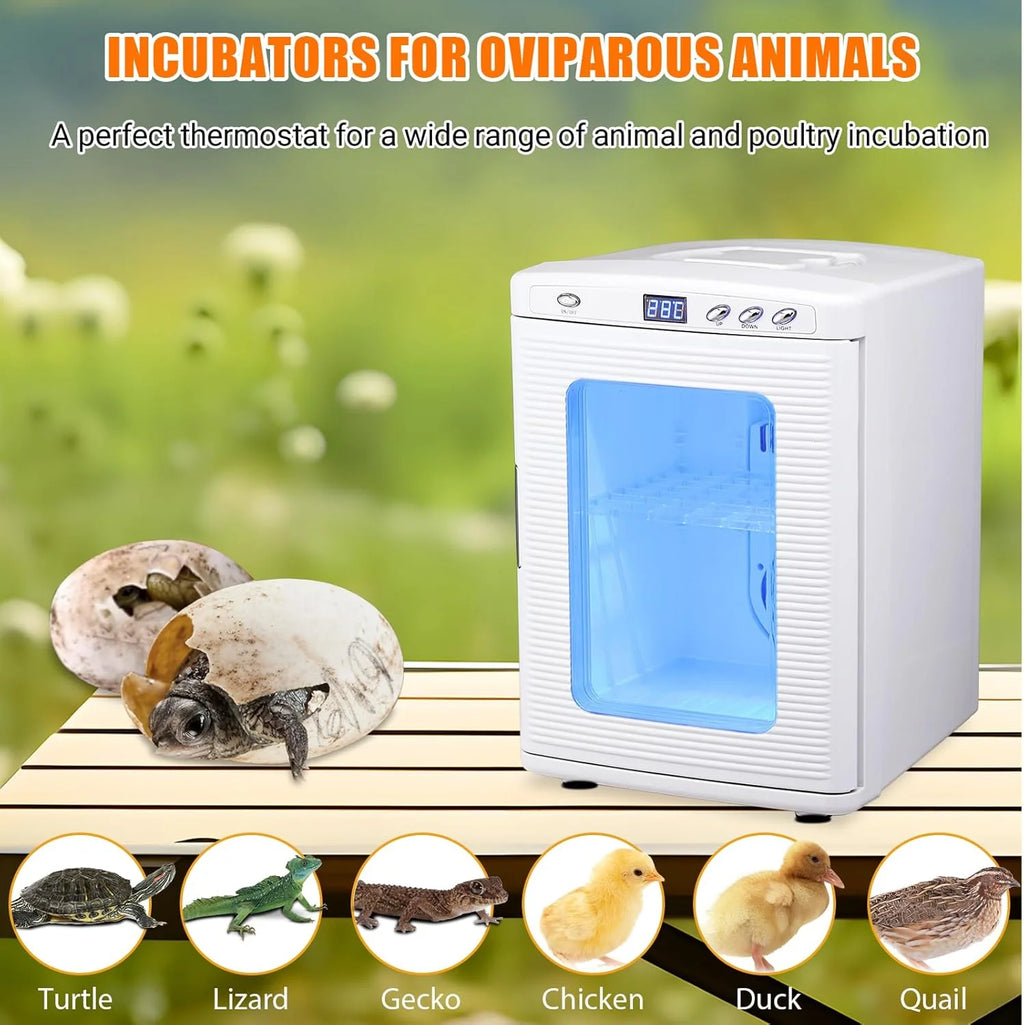 Garvee 25L Reptile Incubator for Hatching Eggs - Portable Scientific Laboratory Incubator, Temperature Controlled 10��C-60��C for Small Reptiles, Cooling and Heating Digital Incubator, 12V/110V Black
