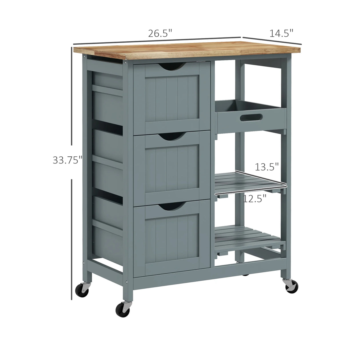 HOMCOM Rolling Kitchen Island Cart, Bar Serving Cart, Compact Trolley on Wheels