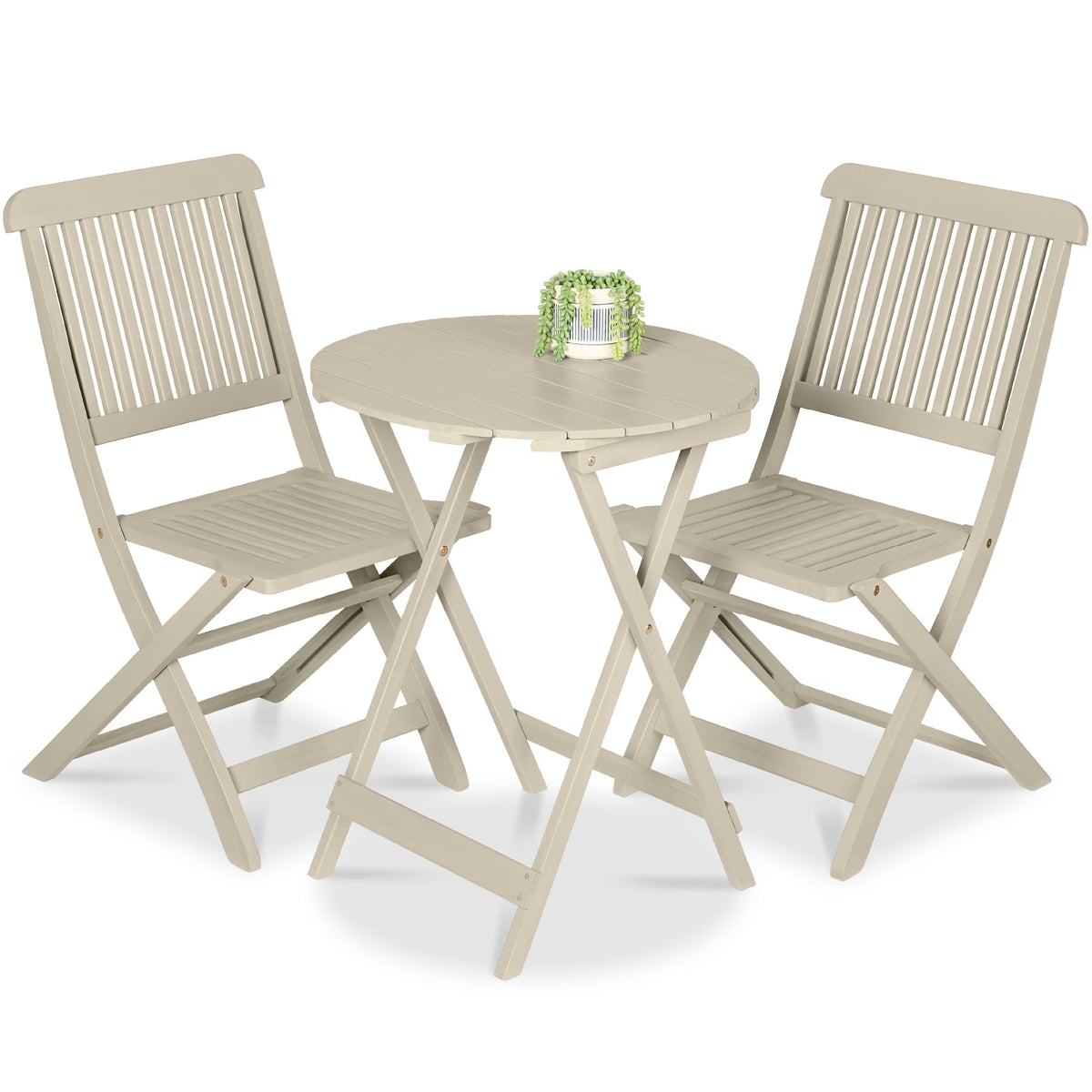 Best Choice Products 3-Piece Acacia Wood Bistro Set, Folding Patio Furniture w/ 2 Chairs, Table - Natural