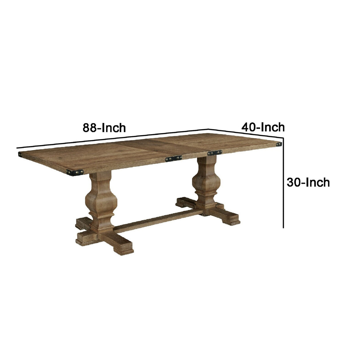 Tyler 88 Inch Classic Rectangular Dining Table Rubberwood Charcoal Gray