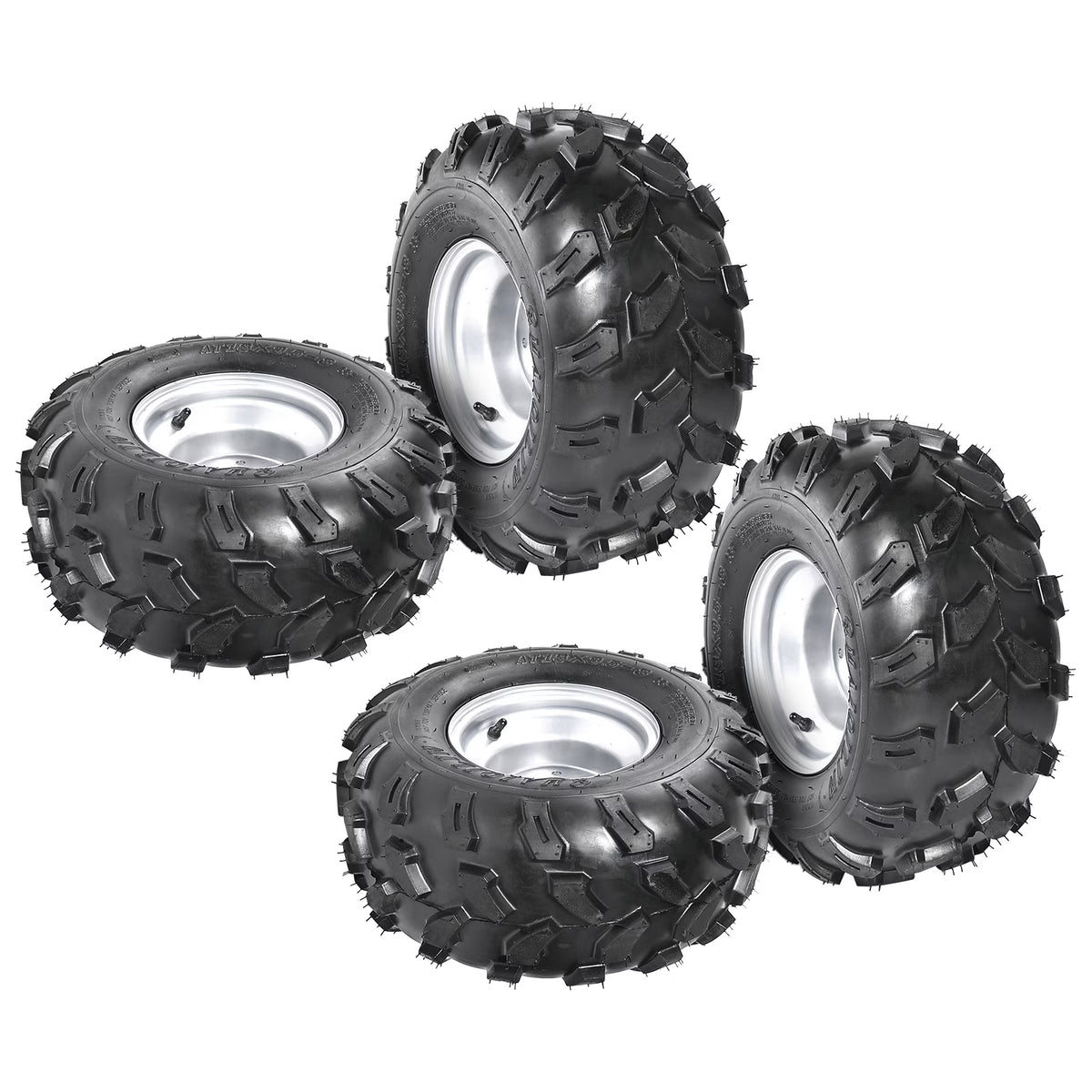 4 Pack 18x9.5-8 18x9.50-8 Tubeless Tire w/ 8" inch Wheel Rim 4 Bolt Pattern for ATV Quad Buggy Go Kart Lawn Mower 4 Wheelers Mini Bike Golf Cart Garden Tractor Utility Cart Turf Tires (4pcs)