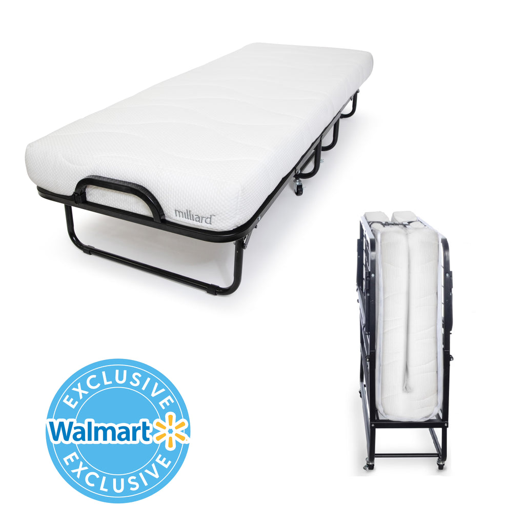 Milliard Diplomat Adjustable Size Modern Folding Bed with Memory Foam Mattress