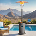 Patio Heater for Outdoor Use, 50,000BTU Propane Heater with Wheels and Adjustable Thermostat, Heavy Duty Stainless Steel Patio Heater, Freestanding Heater for Backyard, Deck, Garden, Silver