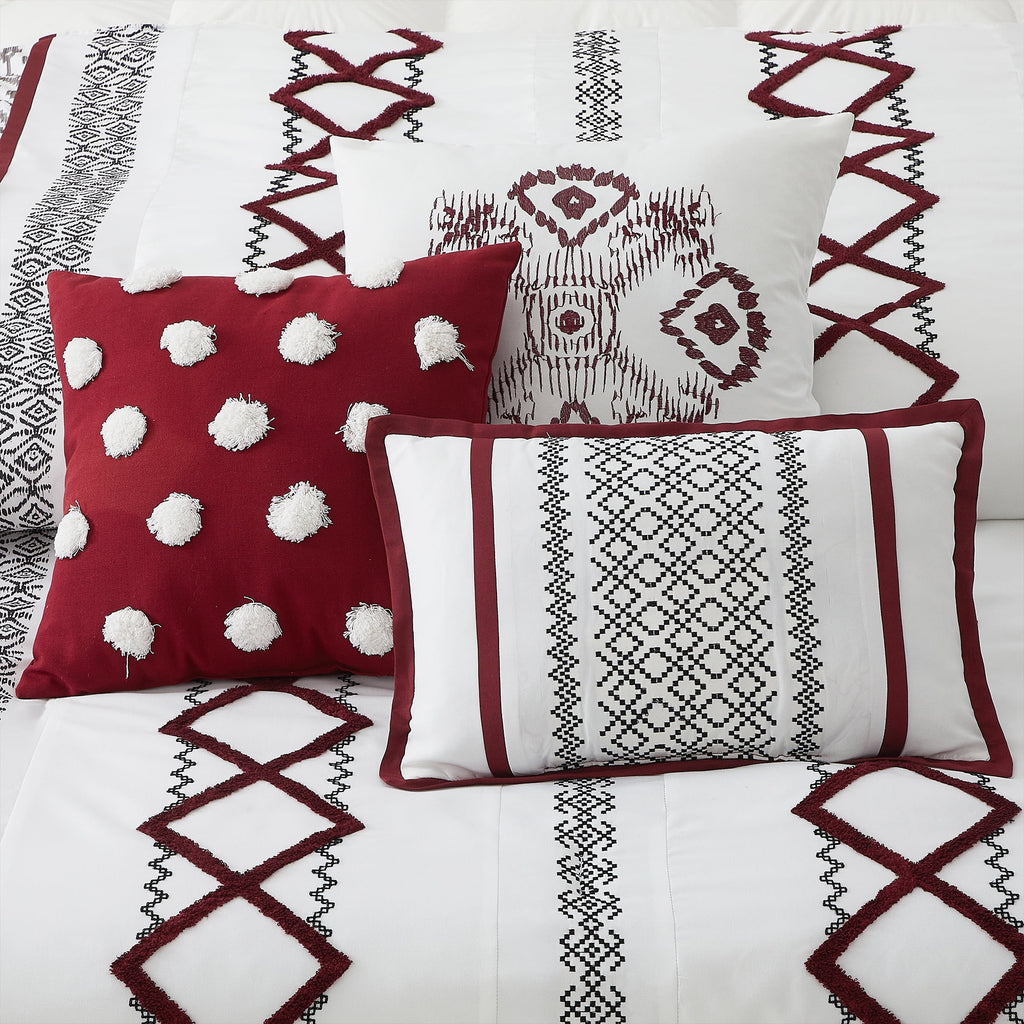 Lanco Luxury 7 Piece Cozy Boho Comforter Set Queen Beige Embroidered Girls Bedding, Premium Microfiber, All Season Home Décor