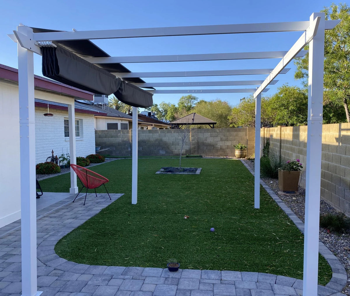 PURPLE LEAF Outdoor Retractable Pergola with Sun Shade Canopy 10' x 13' Patio Aluminum Pergola Shelter for Backyard Deck Garden Modern Metal Grape Trellis Pergola, Beige