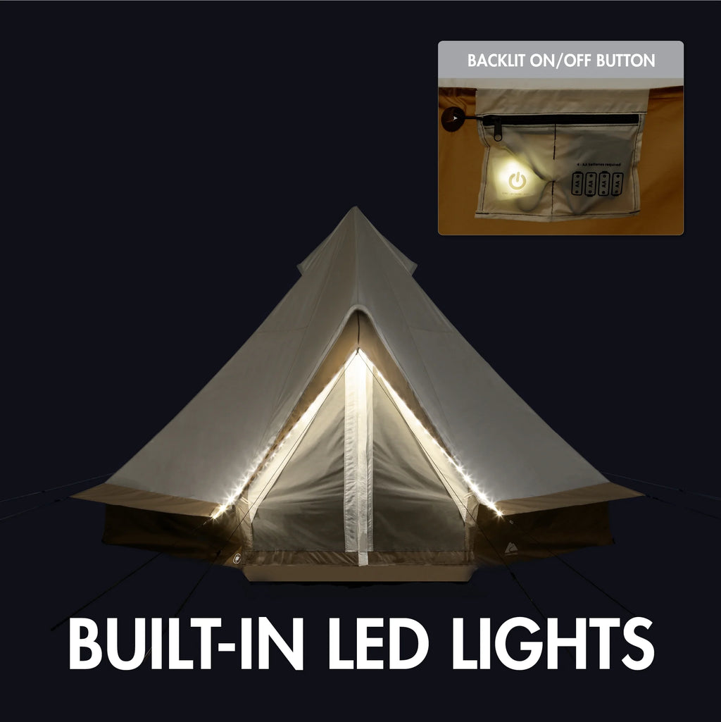 Ozark Trail 15' x 15' 8-Person Bell Tent with String Lights, 22.57 lbs