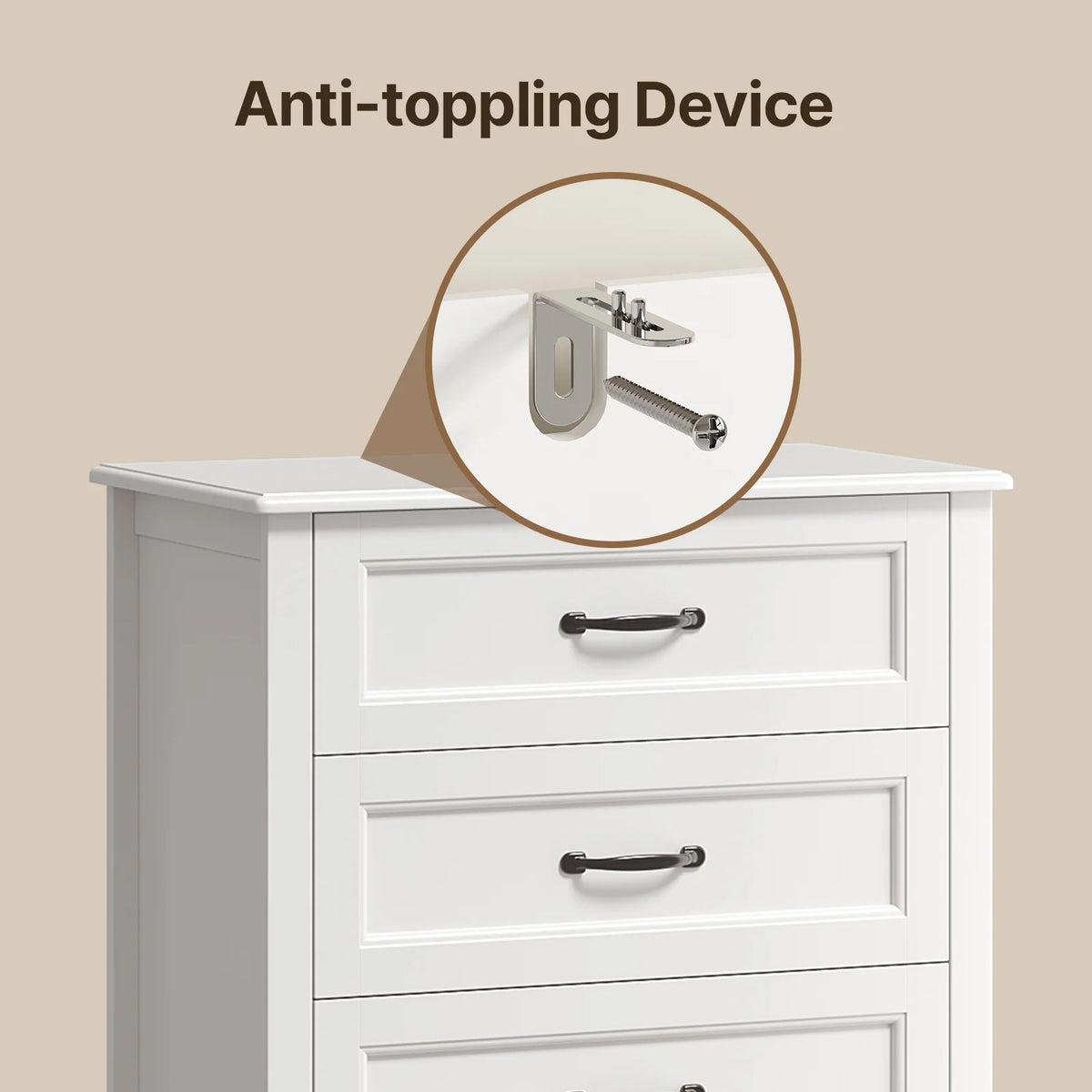 Dresser for Bedroom, Lofka 6-Drawer Wood Dresser?with Anti-Tip Safety for Closet| Living Room