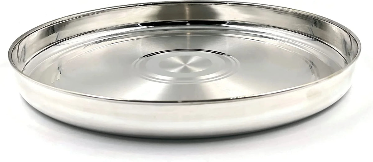 999 Pure Silver Hallmarked Light Weight Indian Dinner Thali - Style#03 Plate Diameter & Weight: 11.0 Inch Thali