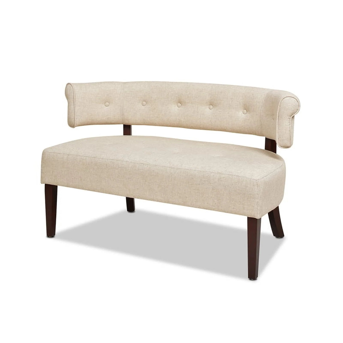 Jennifer Taylor Home Jared Roll Arm Tufted Polyester Fabric Bench, Sky Neutral Beige
