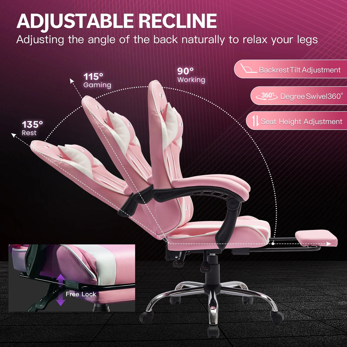 JONPONY Big and Tall Gaming Chair, Ergonomic Design, Gamer Chair PU Leather with Footrest and Lumbar Support, High Back Office Chair Support 8 Hours Long Sitting, Computer Chair,Black Grey