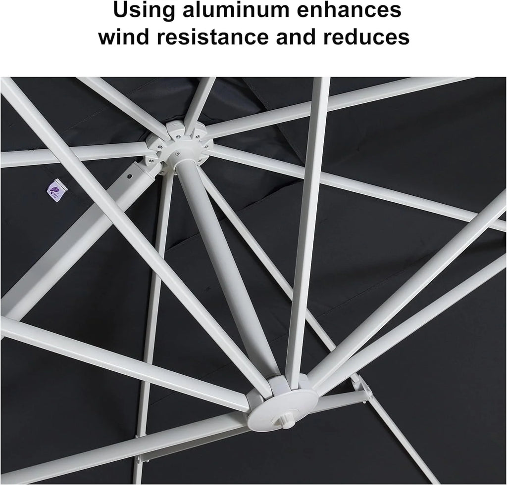 PURPLE LEAF 9 �� 11.5 FT Patio Umbrella White Cantilever Offset Umbrella Rectangle Outdoor Umbrella with 360�� Rotation for Garden Deck Pool, Beige
