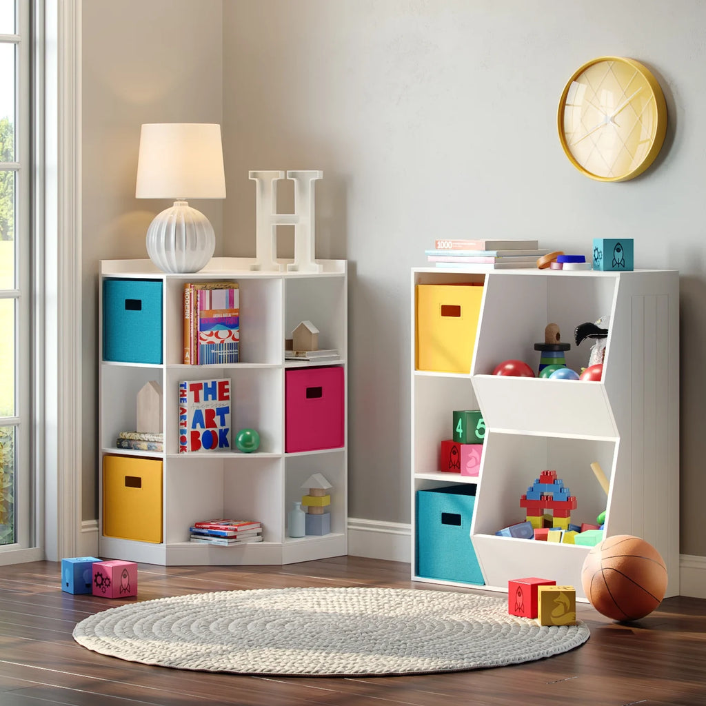RiverRidge Kids Corner Playroom Cabinet with 6 Toy Storage Cubbies and 3 Shelves - White