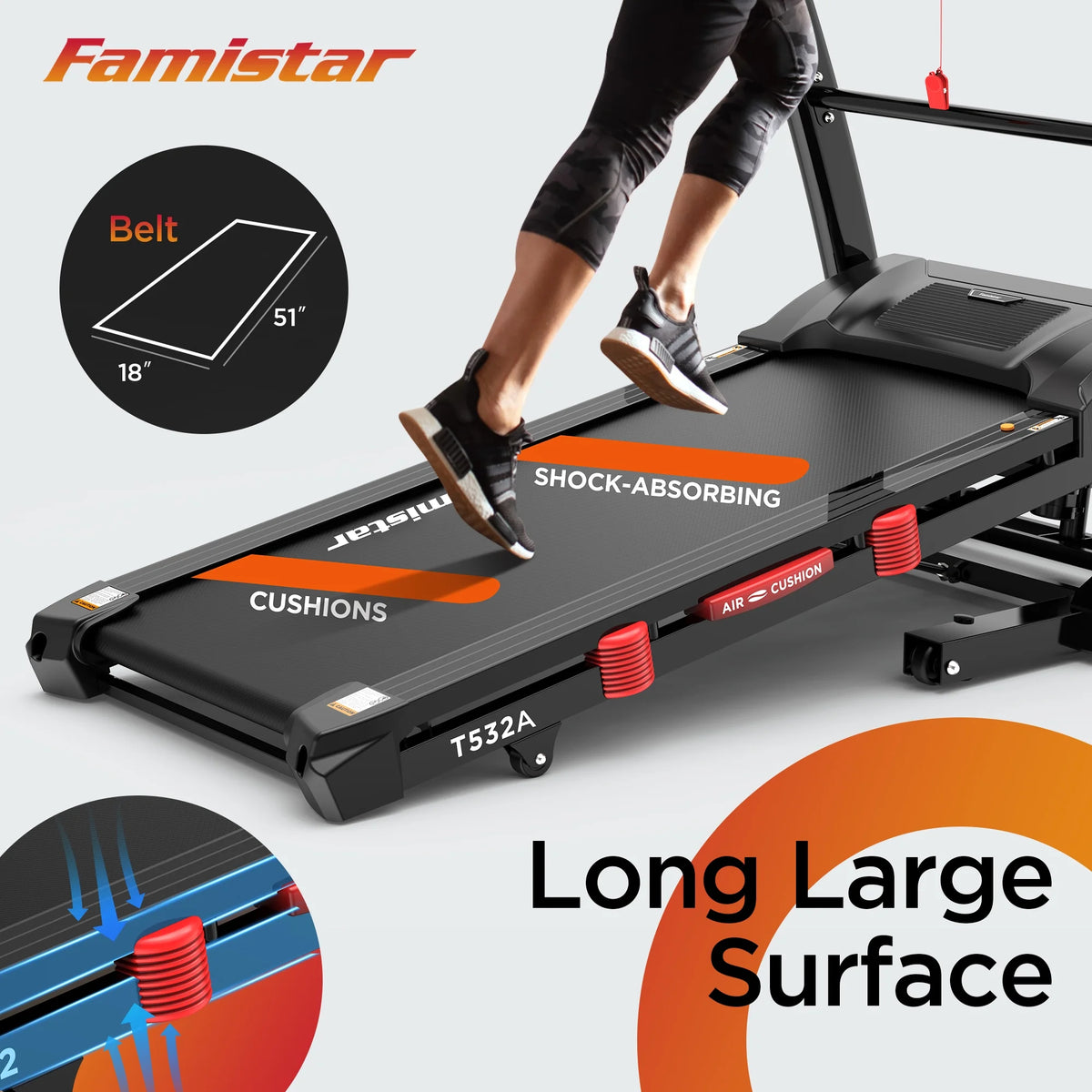 Treadmill 300 LB Capacity for Home with Incline, Folding Electric Running Walking Treadmill, Portable Treadmill for Home Use, 7.5 MPH, Smart Apps, 64+7 Programs, Bluetooth Speakers