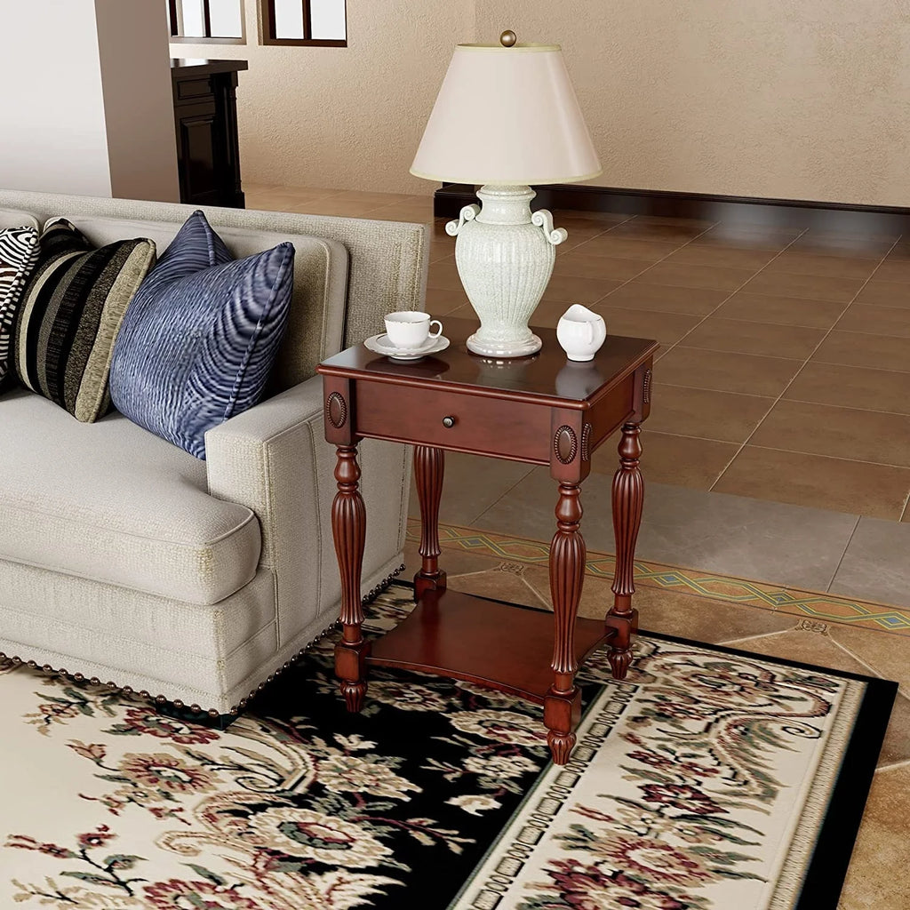Solid Wood Coffee Table Console Table with Storage Drawer Square Side Table End Tables