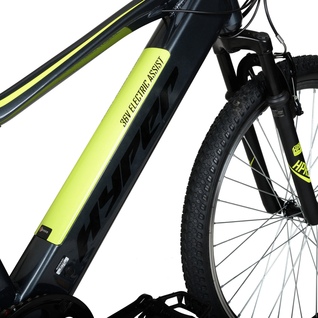 Hyper Bicycles 26" 36V Electric Mountain Bike for Adults, Pedal-Assist, 250W E-Bike Motor, Black