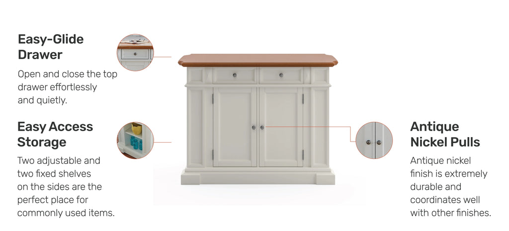 Homestyles Americana Wood Kitchen Island in Black