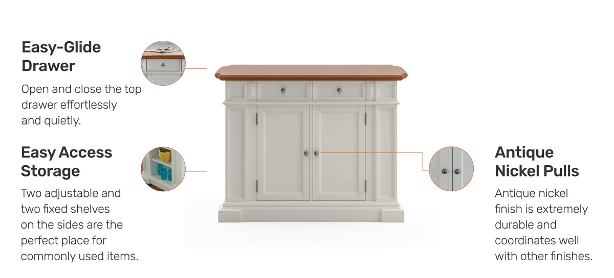 Homestyles Americana Wood Kitchen Island in Black