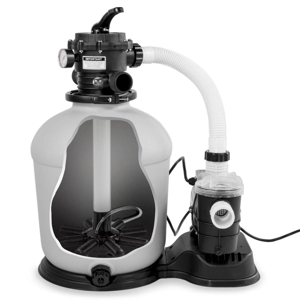 XtremepowerUS Sand Filter Pump for Above Ground Pool, 2400 GPH Pool Filter Pump, 7-Way Valve