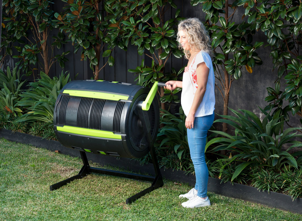 RSI 65 gal Black and Green Metal and Plastic Tumbling Composting Bin