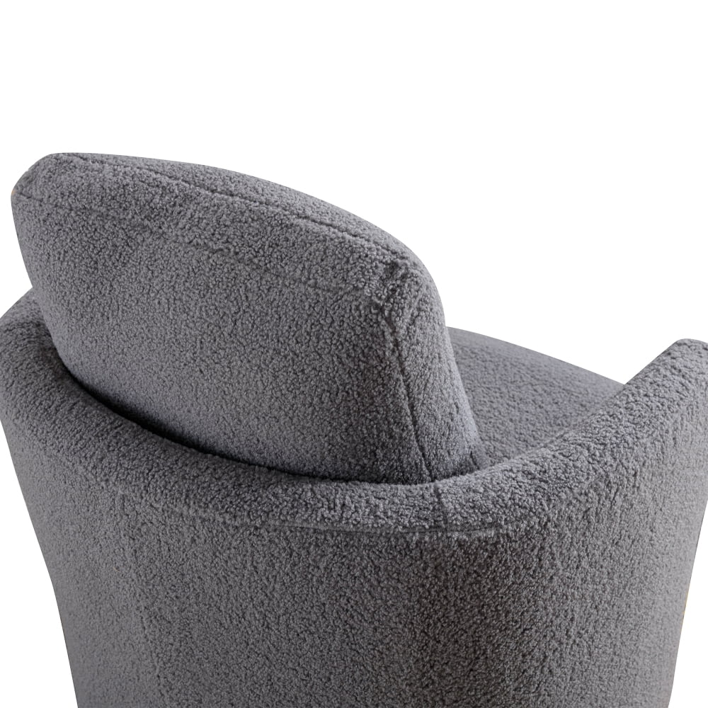 CCBUY 31.9"W Swivel Barrel Chair, Swivel Accent Chair Sherpa Chair with Plump Pillow, Comfy Round Accent Chair for Living Room, Swivel Round Chair with Detachable Cushion, Gray