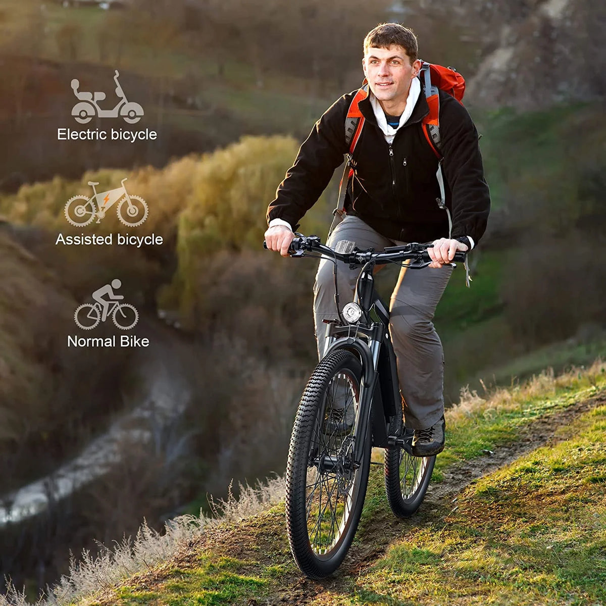 TotGuard Electric Bike for Adults 27.5" E-Bike with 500W Motor, Electric Mountain Bike with 48V 10Ah Battery, Lockable Suspension Fork, Shimano 21 Speed Gears UL2849