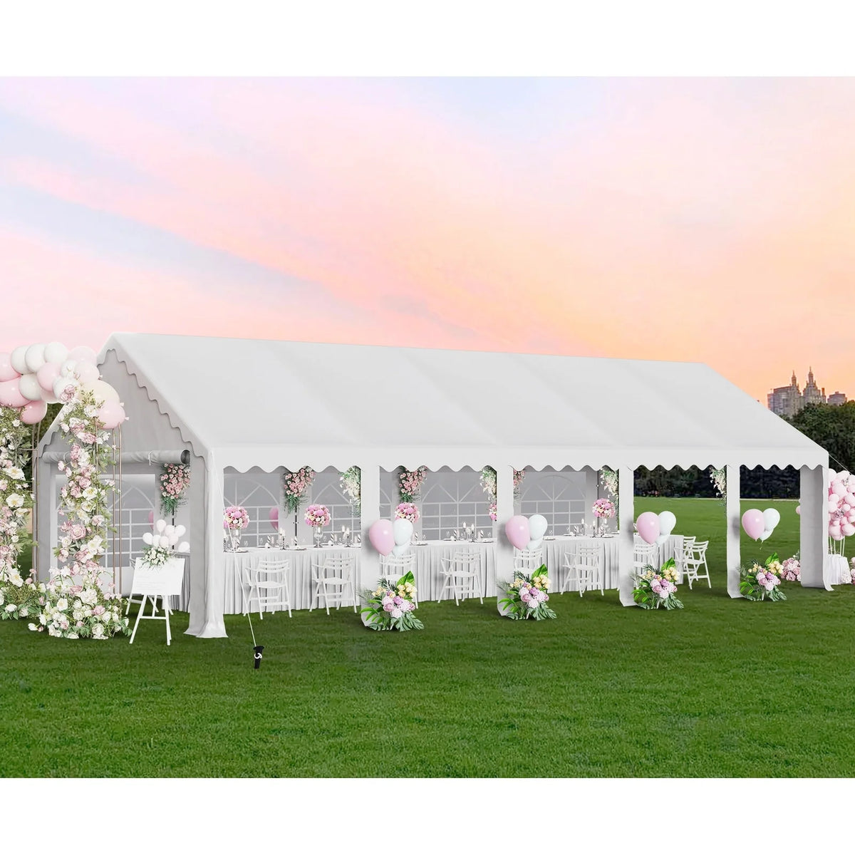 MAISON ARTS 16'X32' Party Tent Heavy Duty Wedding Party Tent Outdoor Patio Tent Outdoor Gazebo Event Shelter Canopy with Carry Bags 16X32FT - White