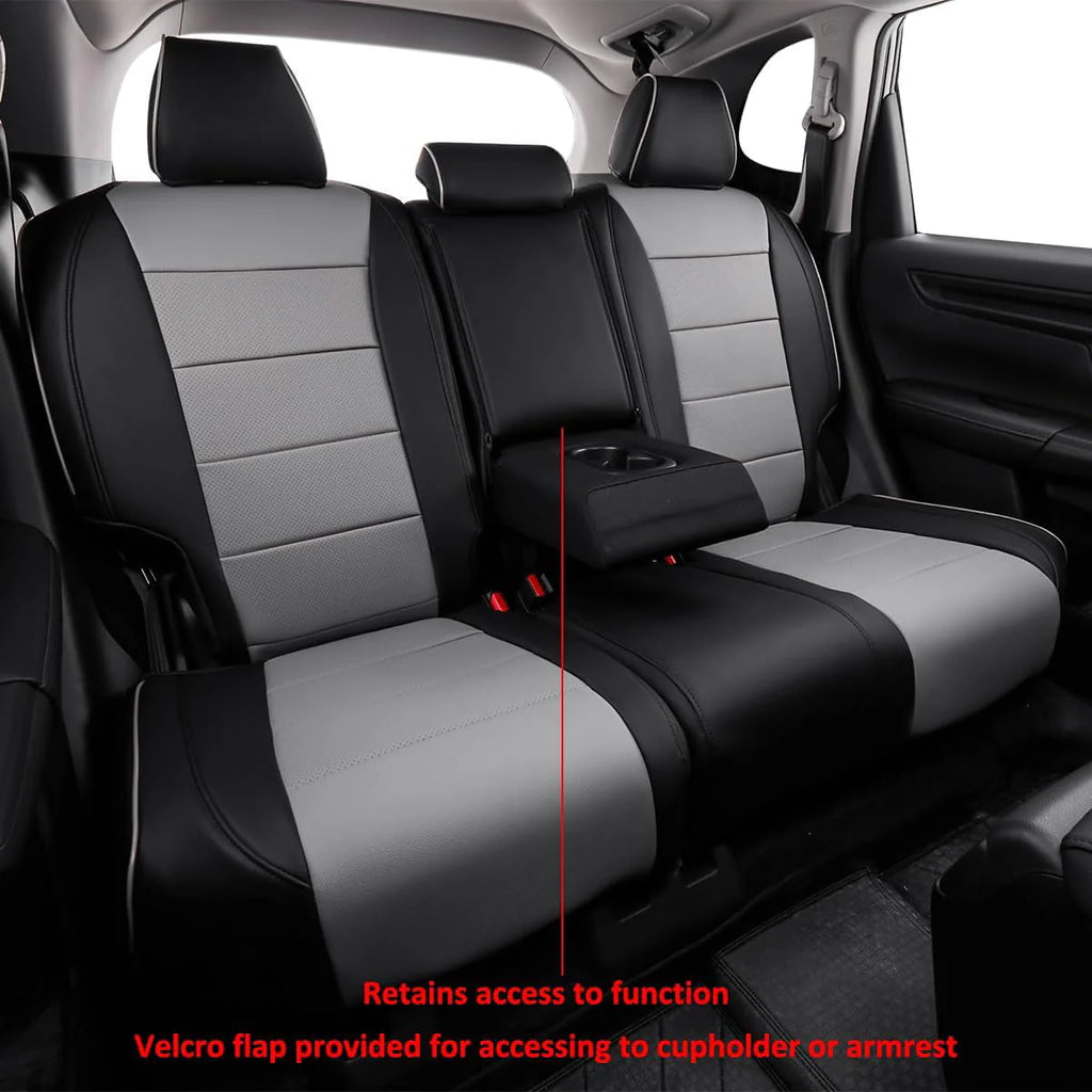 EKR Custom Fit CRV Seat Covers for Honda CRV EX,EXL,Hybrid 2023 2024 - Full Set Breathable Leather Auto Seat Covers(Black with Gray)