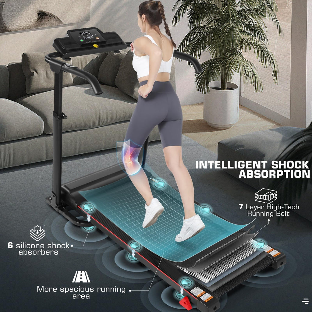 Folding Treadmill with Removable Desk, Foldable Treadmill with Adjustable Height, Treadmill 300lb Weight Capacity, White