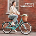 Viribus Women's Comfort Bike 24 Inch Hybrid Bike with Carbon Steel Frame V Brakes Teal