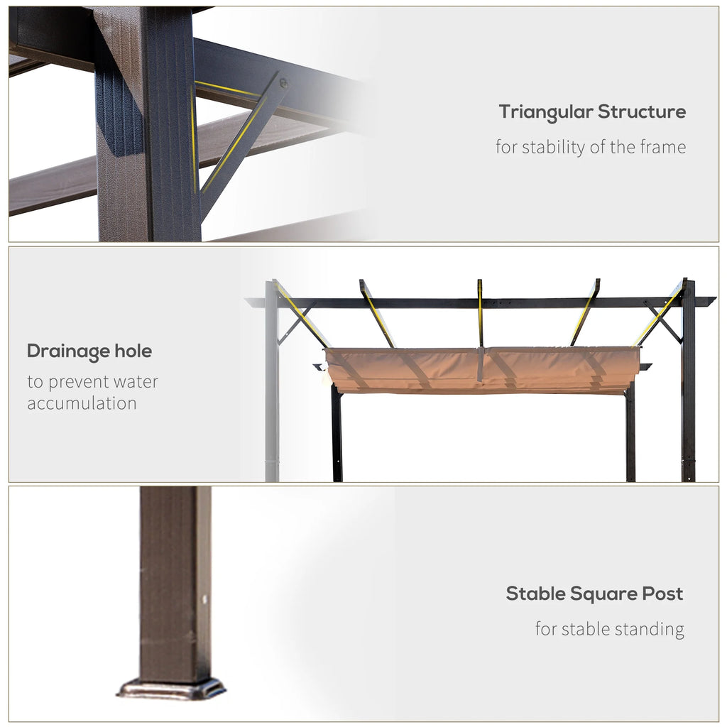 Outsunny 10' x 10' Pergola with Retractable Shade Canopy, Aluminum, Gray