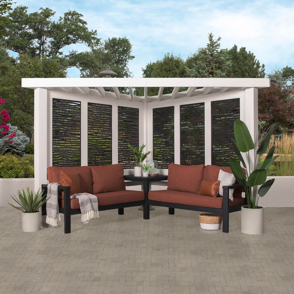 Backyard Discovery Ridgedale 12x8' Galvanized Steel Cabana Corner Pergola, Canopy, Seating