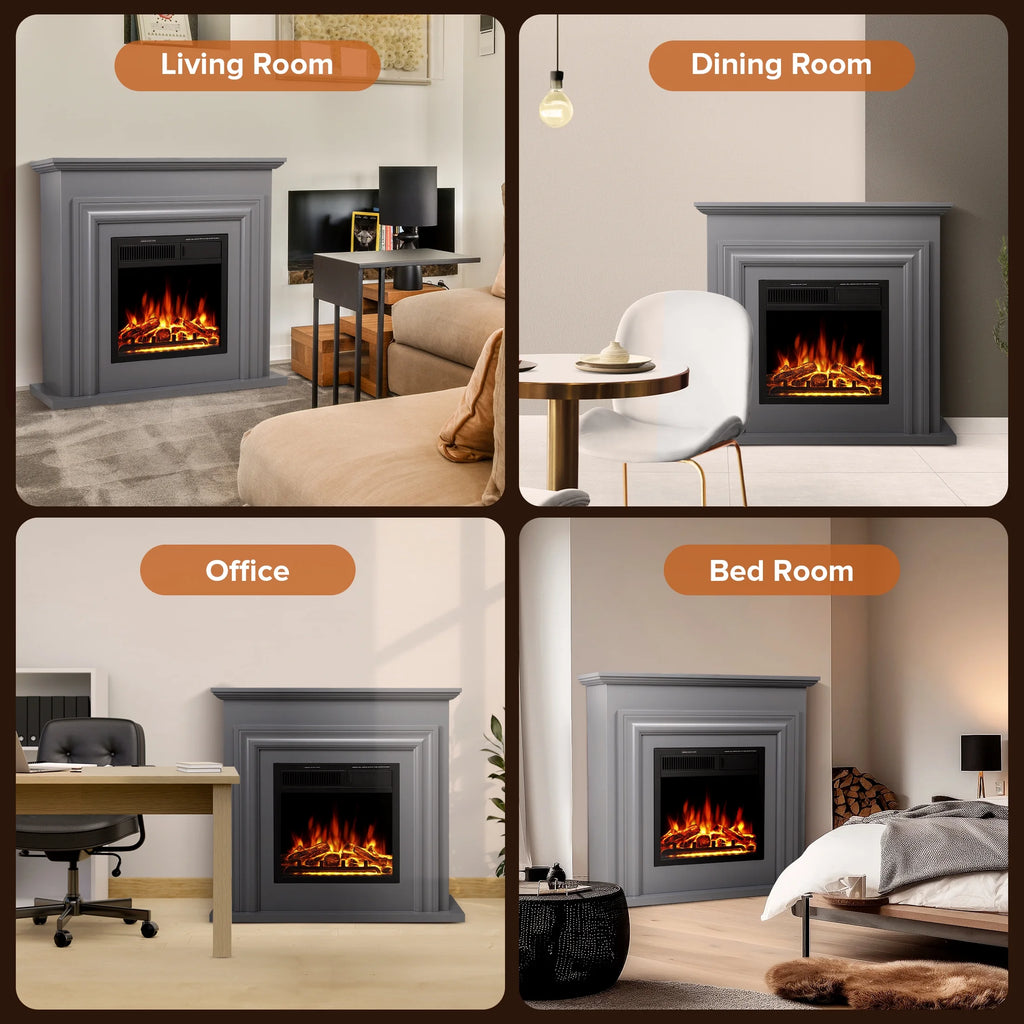 Electactic Electric Fireplace, Free Standing Fireplace, with Remote Control, Adjustable LED Flame, 750W/1500W -��White��